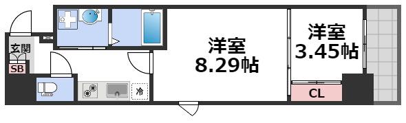CAVANA本町(1LDK/8階)の間取り写真