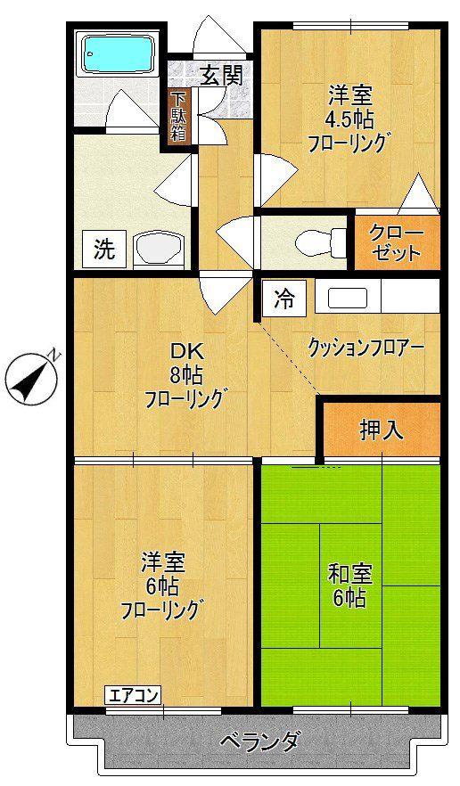 グランデサホダ(3DK/4階)の間取り写真
