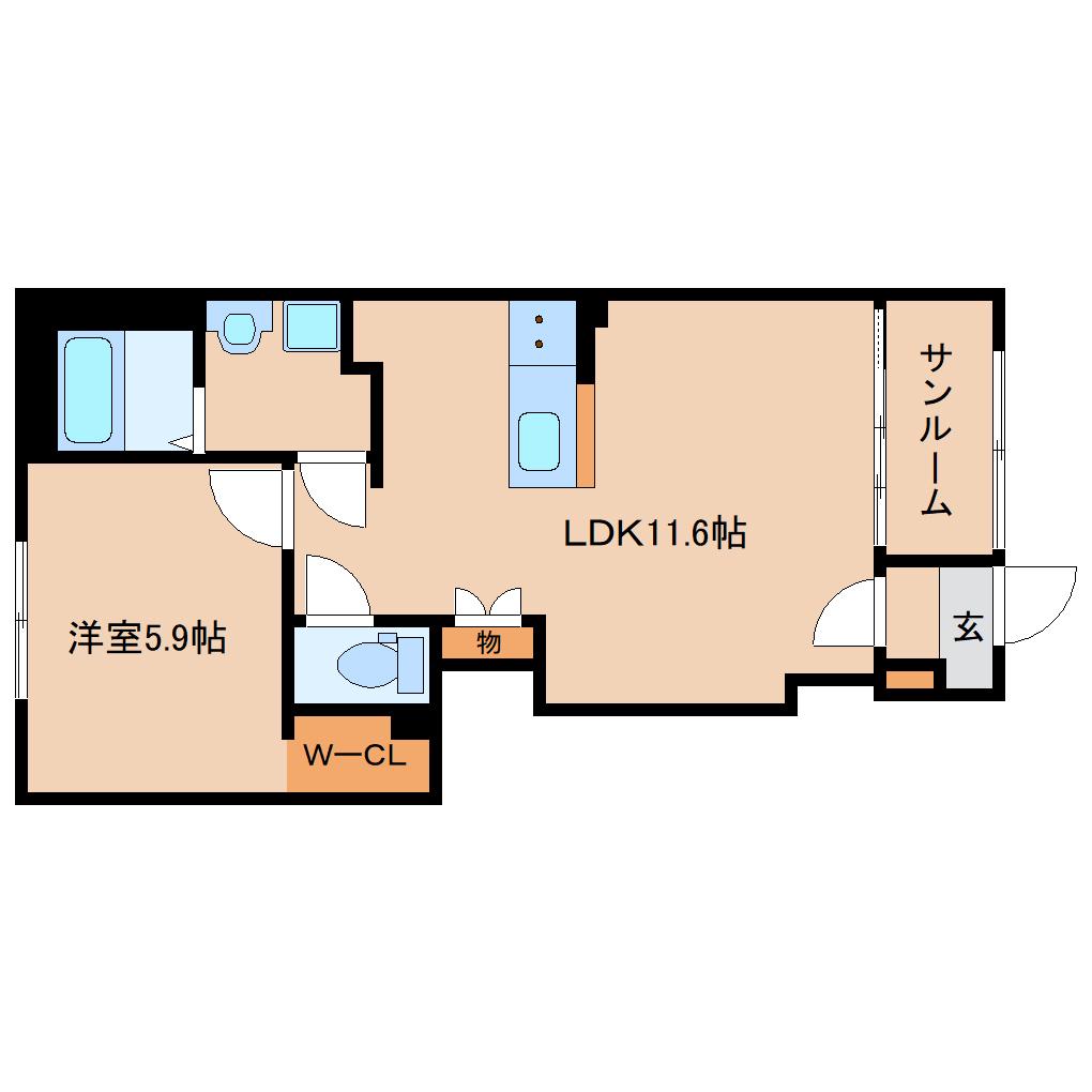 南京終7丁目アパート工事(1LDK/1階)の間取り写真