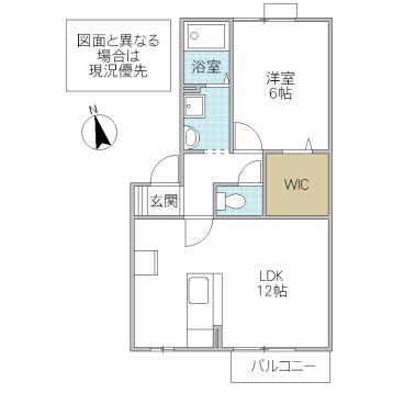 リビングタウンみどりの C棟(1LDK/2階)の間取り写真