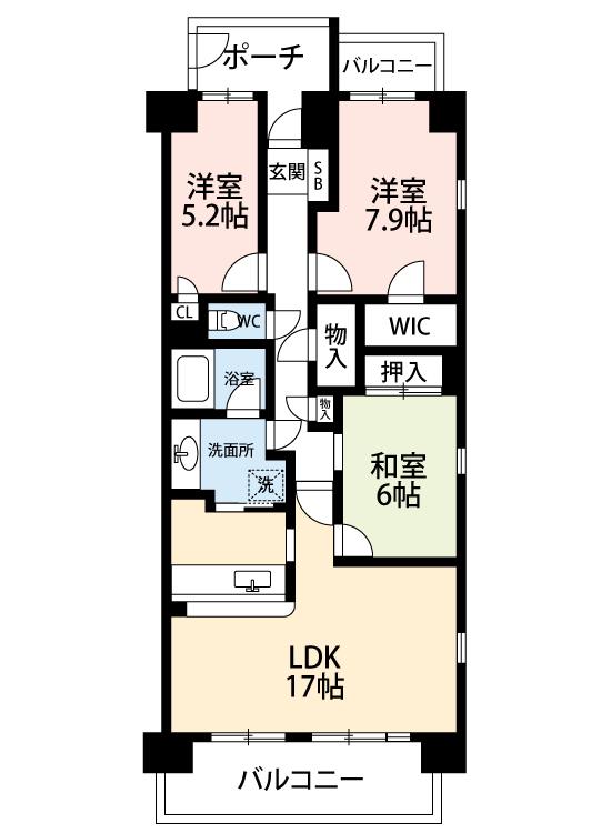刈谷寿町パークホームズ(3LDK/8階)の間取り写真