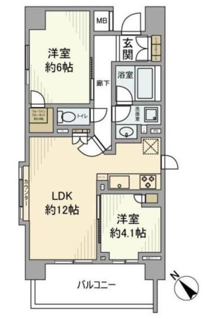 BELISTA早稲田(2LDK/4階)の間取り写真