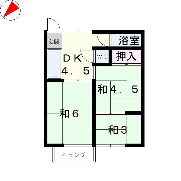佐野マンション(3DK/1階)の間取り写真