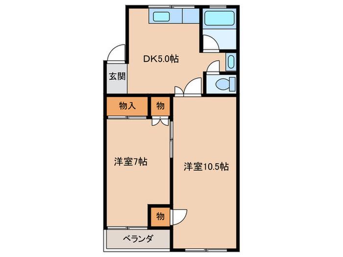 リバーサイド若宮(2DK/3階)の間取り写真
