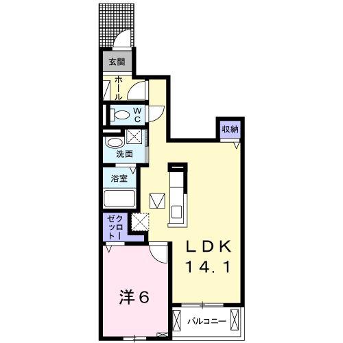 ランド フォレストI(1LDK/1階)の間取り写真