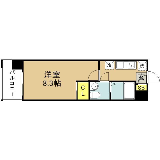 60 V-TOWER天神(1K/6階)の間取り写真