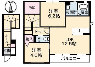 グラン・マーレ 壱番館(2LDK/2階)の間取り写真