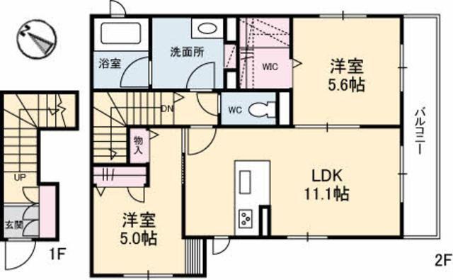 MS PRONUBE 参番館(2LDK/2階)の間取り写真