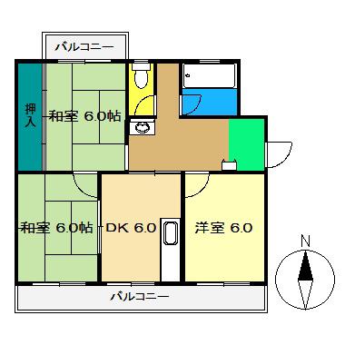 コーポ多喜(3DK/1階)の間取り写真