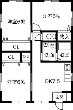 ライトハイツ D棟(3DK/1階)の間取り写真