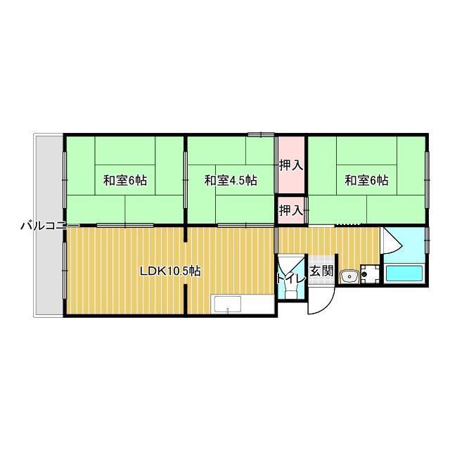 浪速コーポ(3LDK/4階)の間取り写真