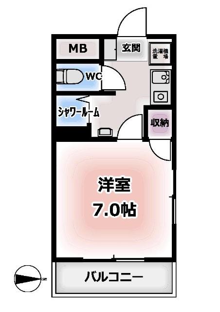 スノーランド城西(1K/4階)の間取り写真