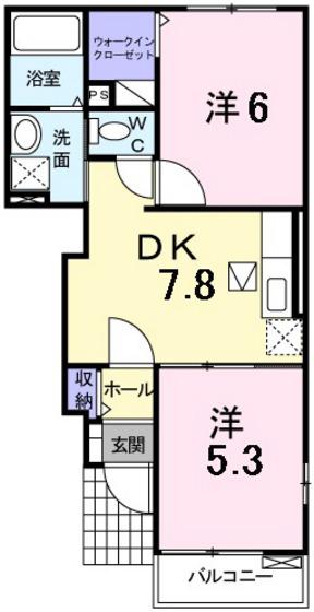 ヴィラカンタベリー(2DK/1階)の間取り写真