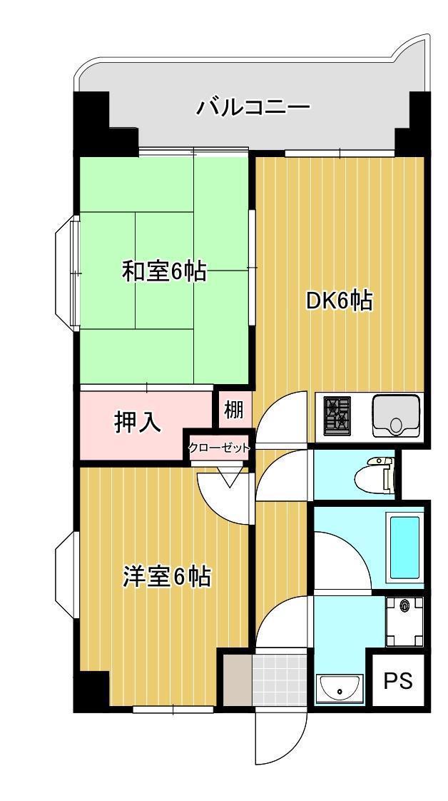 トーカンキャスティール加治屋町(2DK/10階)の間取り写真