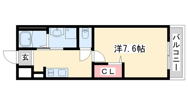 AVENIR MAY 東加古川(1K/2階)の間取り写真