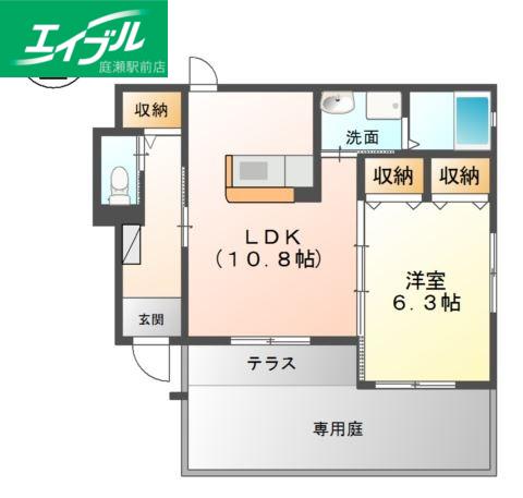 ウィステリア(1LDK/1階)の間取り写真