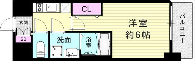 レジュールアッシュ神戸ヴィヴァン(1K/9階)の間取り写真