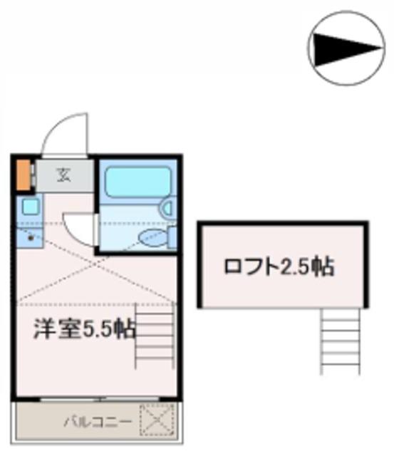 ペアパレス堀ノ内(ワンルーム/2階)の間取り写真