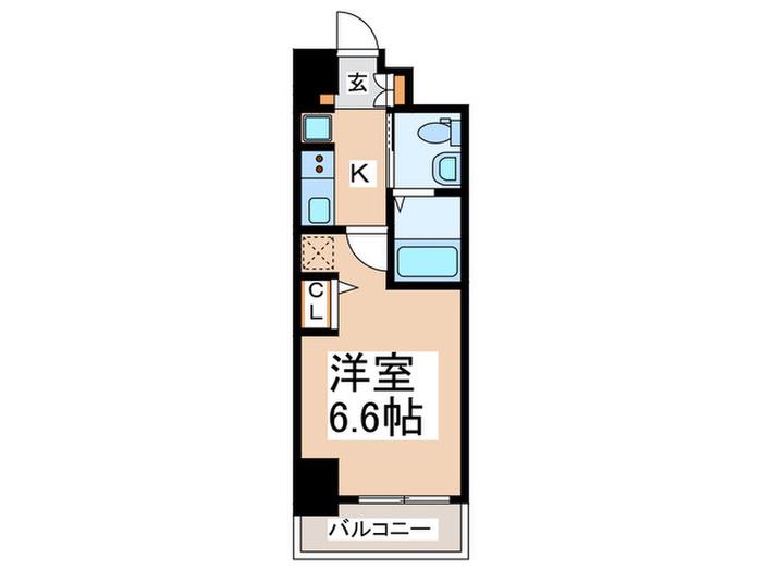 EC難波ウエスト-SIDEIIベイフレックス(1K/9階)の間取り写真
