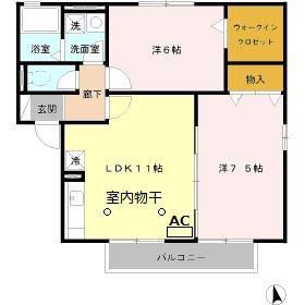 ウィルモアK I・II(2LDK/2階)の間取り写真