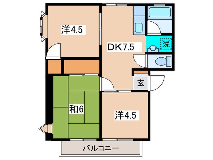 サンシティ鷺沼(3DK/1階)の間取り写真