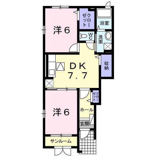 フェリチタ(2DK/1階)の間取り写真