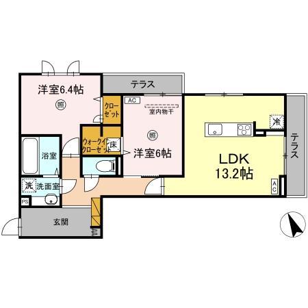 DS LIEN B(2LDK/1階)の間取り写真