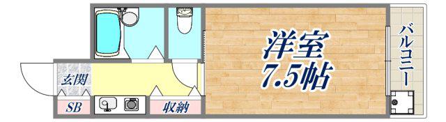 エトールⅢ(1K/1階)の間取り写真