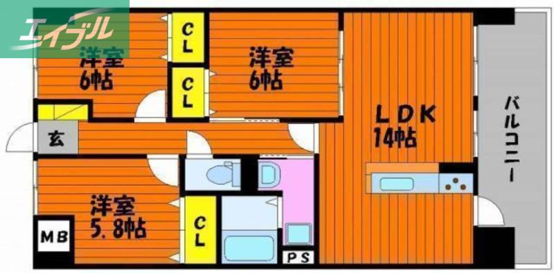 ラ・パティオ(3LDK/6階)の間取り写真
