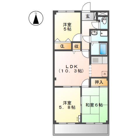 ルミナス南蔵王(3LDK/1階)の間取り写真