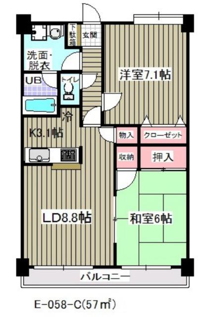 アウラ10(2LDK/1階)の間取り写真