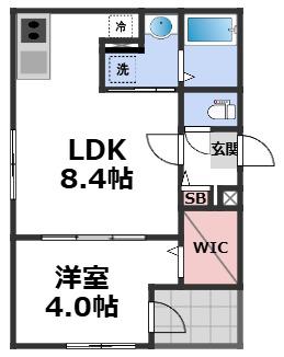 ハーモニーテラスTOWA(1LDK/1階)の間取り写真