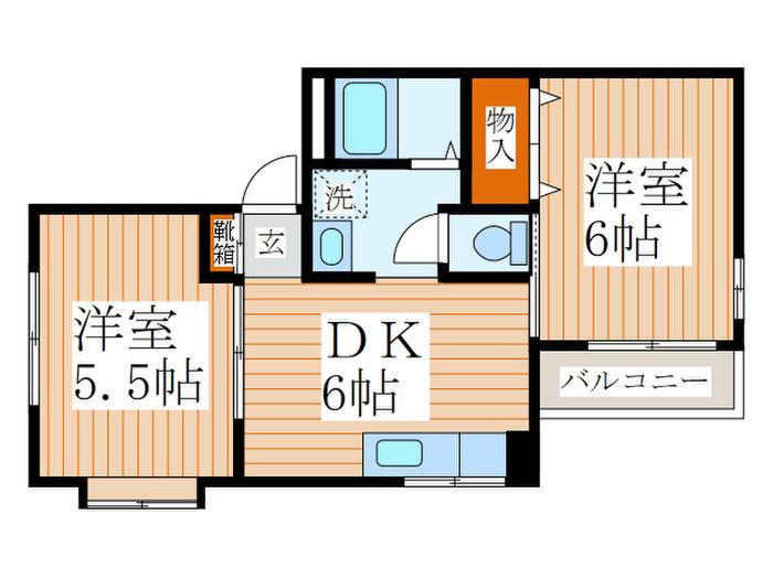 エスポワール(2DK/1階)の間取り写真