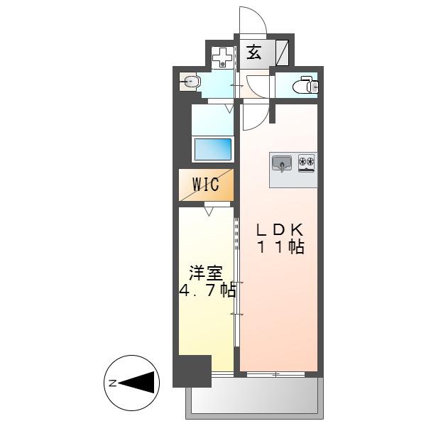 プレサンスTHE高岳(1LDK/4階)の間取り写真
