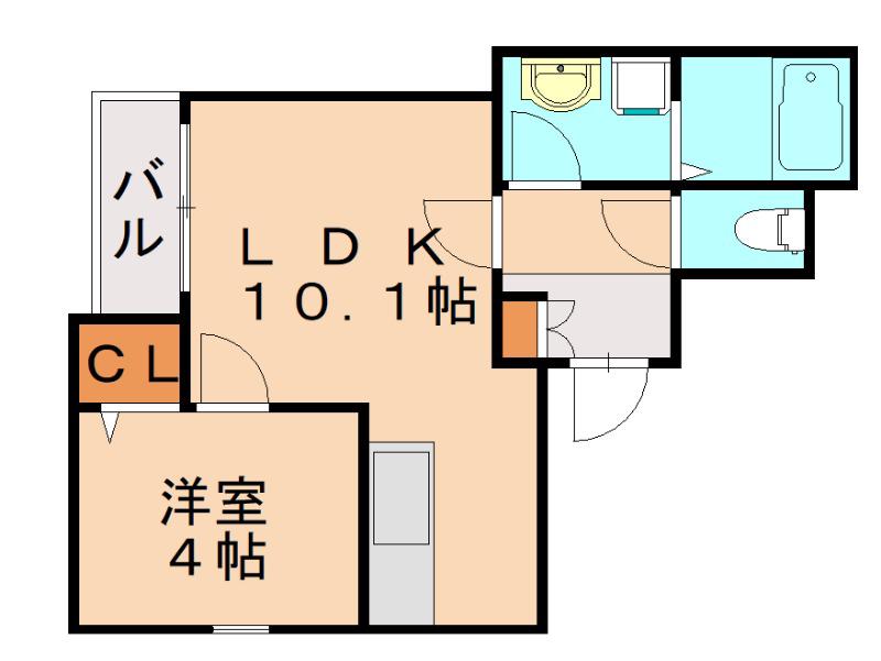 クリーク下山門(1LDK/1階)の間取り写真