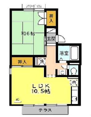 メゾンスズキB(1LDK/1階)の間取り写真