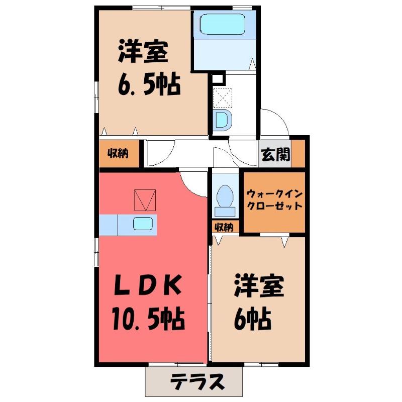 メゾンベール末広 II(2LDK/1階)の間取り写真
