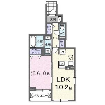 フォルトゥーナ 播磨(1LDK/1階)の間取り写真