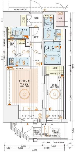 エステムコート堺筋本町(1LDK/12階)の間取り写真