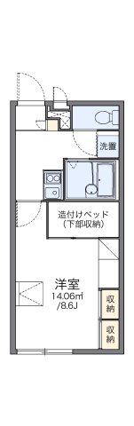 レオパレスRIVERSIDE橘(1K/2階)の間取り写真