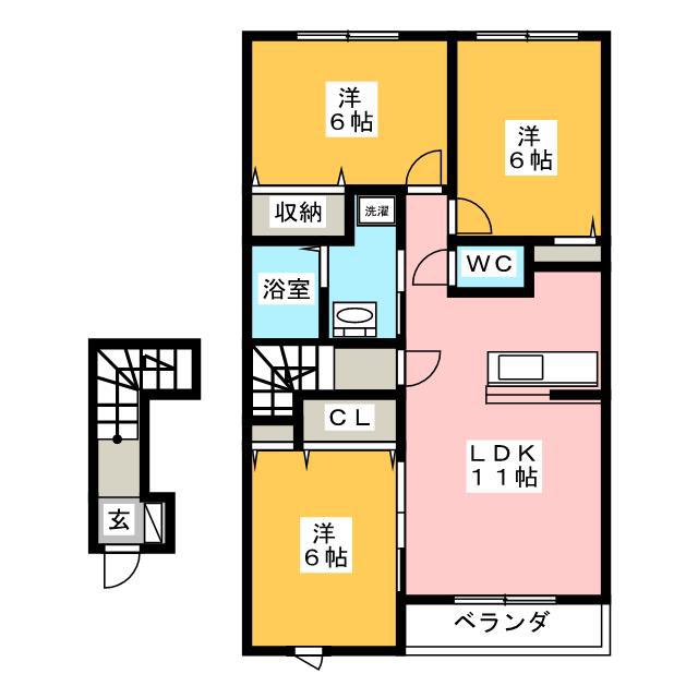 パルティール(3LDK/2階)の間取り写真