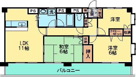 エステージ金沢文庫(3LDK/4階)の間取り写真