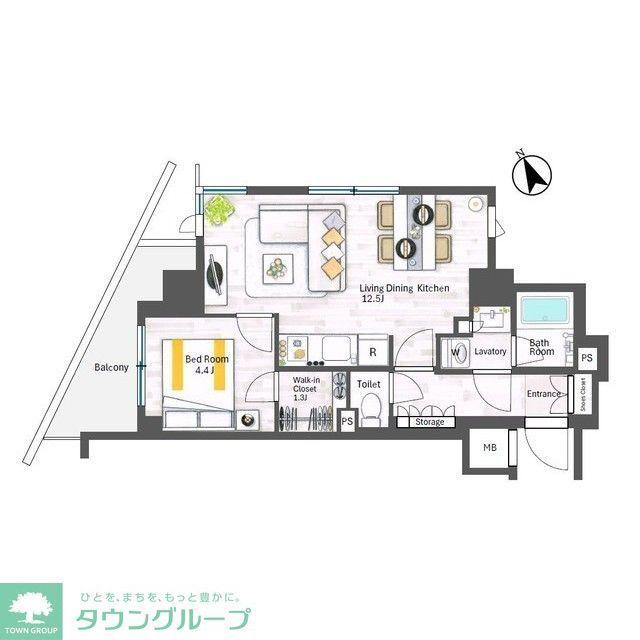 AIFLAT代々木上原(1LDK/5階)の間取り写真