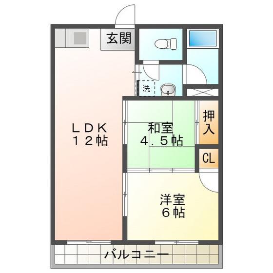 コーポ一幸(2LDK/3階)の間取り写真
