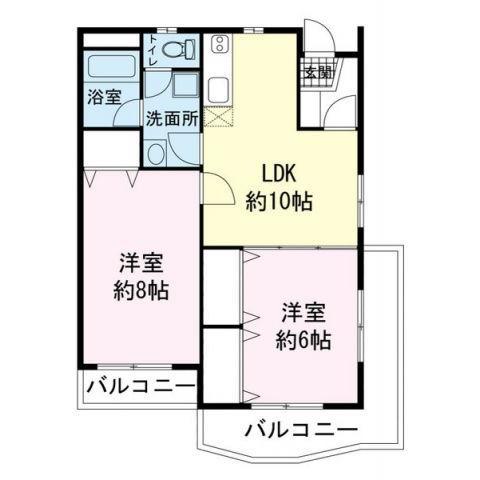 ヴィブレ御宿台(2LDK/3階)の間取り写真