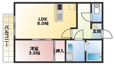 PREVOYANCE堤(1LDK/1階)の間取り写真