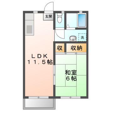 レジデンス清水(1LDK/2階)の間取り写真