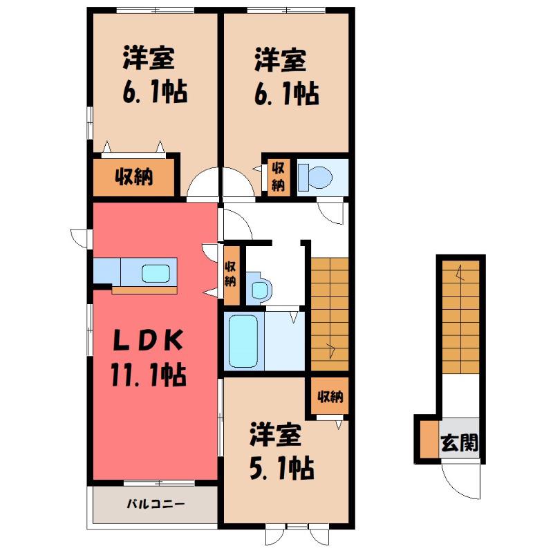 プレジールD(3LDK/2階)の間取り写真