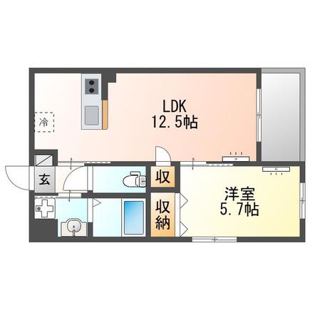 サンジュ(1LDK/2階)の間取り写真