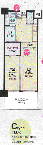 CLUB ORIENT BLD NO.82(1LDK/9階)の間取り写真